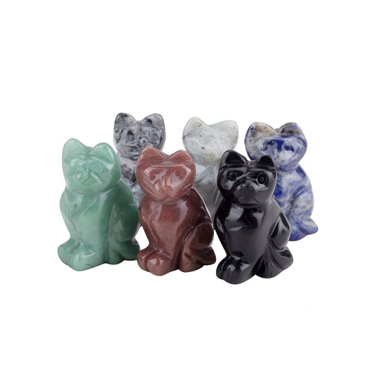 Cat Statue Hand Carved Animal Figurine