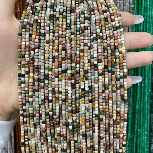 Tiny Square Faceted Beads 2-3mm Gemstone/Quartz/Jasper/Agate