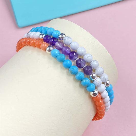 Triple Coral Crystal Bracelet for Focus and Concentration