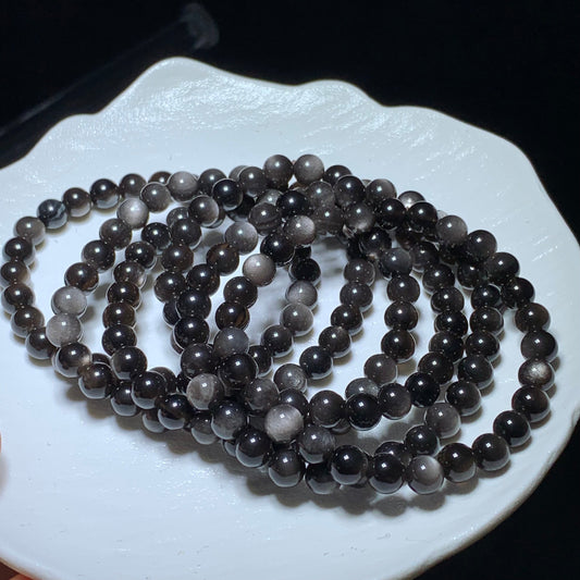 Silver obsidian bracelet