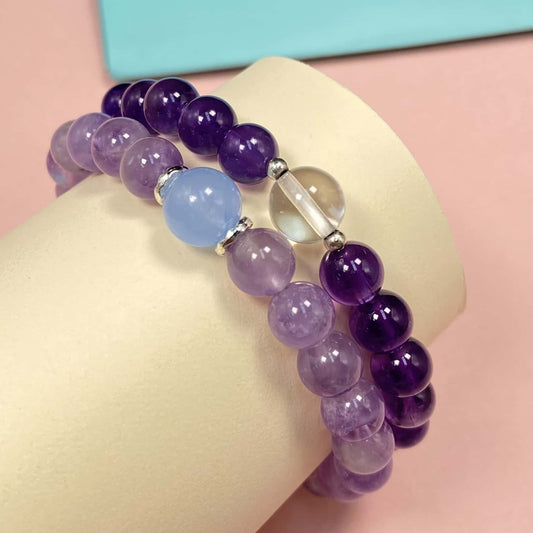Double Amethyst for Better Wealth & Career Crystal Bracelet