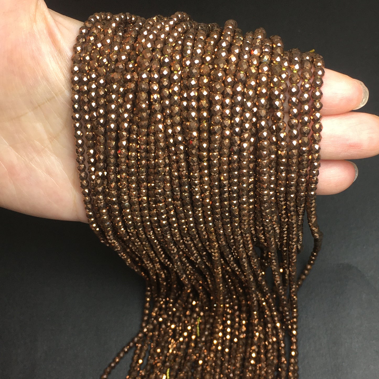 4mm Faceted Round Hematite Beads