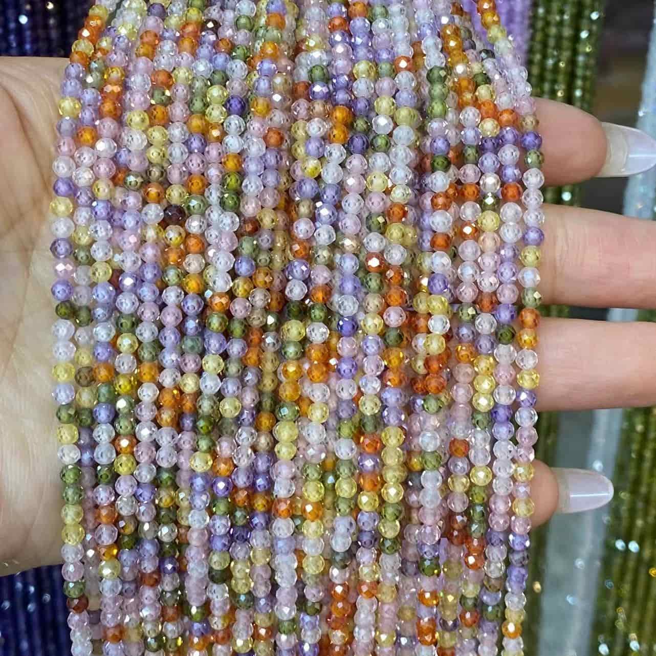 Cubic Zirconia Beads CZ Round Faceted Beads 2mm 3mm 4mm