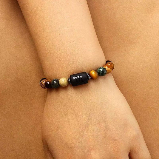 Zodiac Signs Round Stone Elastic Bracelets for Everyday Wear