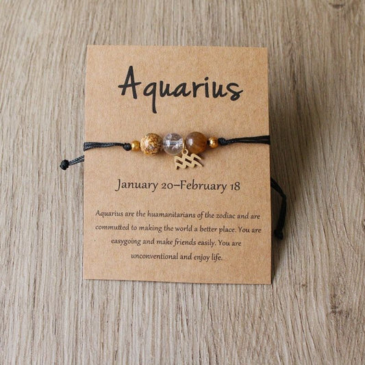 Zodiac Signs Round Stone Bracelets for Everyday Wear