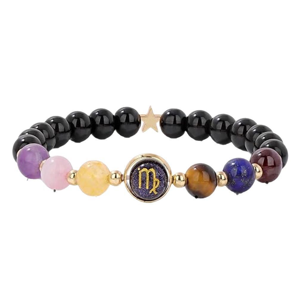 Zodiac Signs Round Stone Elastic Bracelets for Women & Everyday Wear