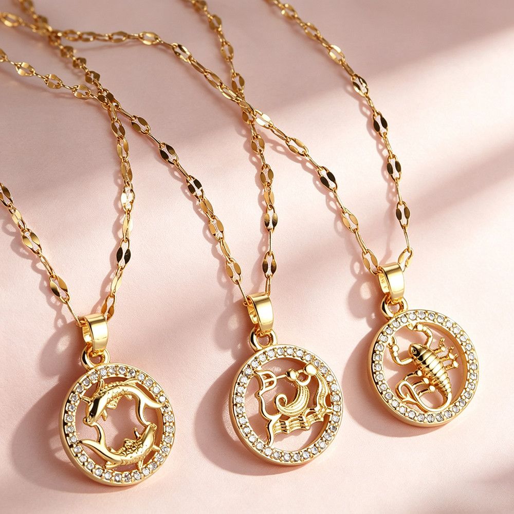 Zodiac Signs Gold Color Fashion Necklace for Everyday Wear