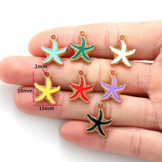 5 PCS Colorful Star Fish Jewelry Making Findings Charm