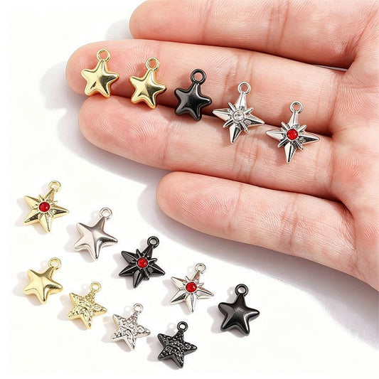 5PCS Metallic Star Theme Jewelry Making Findings Charm