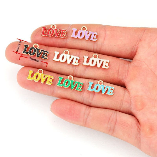 10PCS Colorful Love Jewelry Making Findings Charm 9.5x18mm