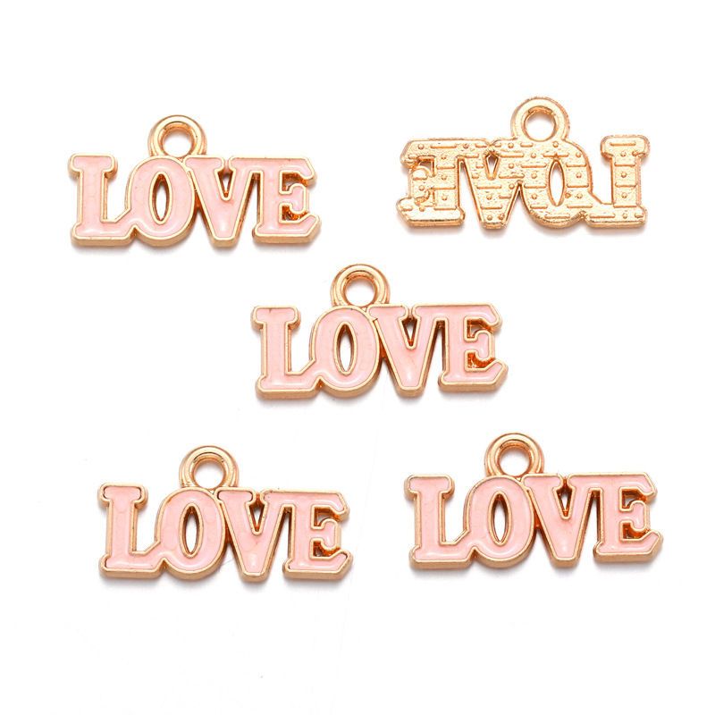 10PCS Colorful Love Jewelry Making Findings Charm 9.5x18mm