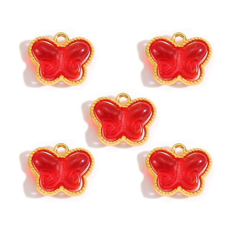 5PCS Colorful Butterfly Design Jewelry Making Findings Charm 14x17mm