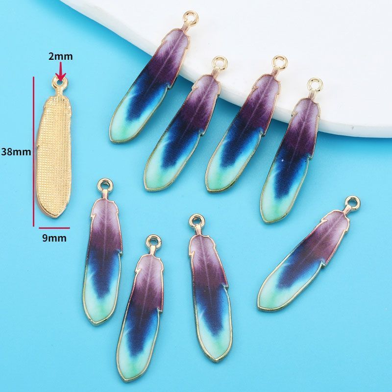 5PCS Feather Collection Charm For Jewelry Making Findings