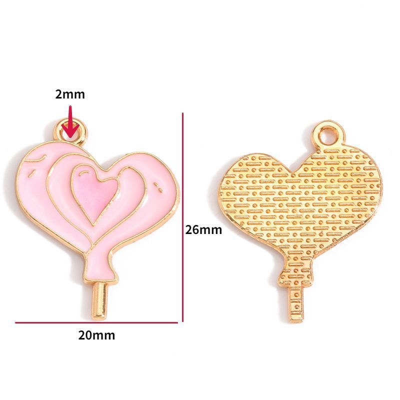 5PCS Pink Valentines Theme Collection Charm For Jewelry Making Findings