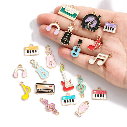 5PCS Music-Theme Collection Charm For Jewelry Making Findings