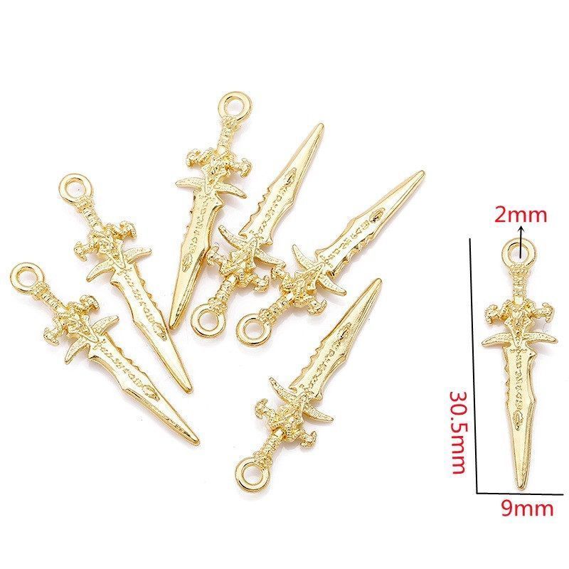5PCS Sword Charm for Jewelry Making Findings 9x30mm