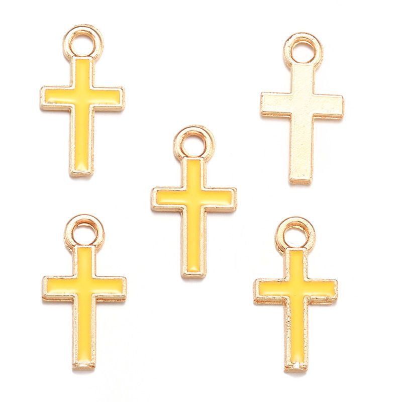 20PCS Colorful Cross Charm for Jewelry Making Findings 8x15mm