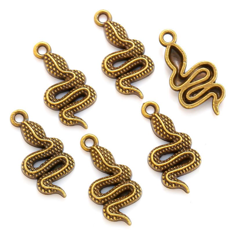 15PCS Rattle Snake Charm for Jewelry Making Findings 10x21mm