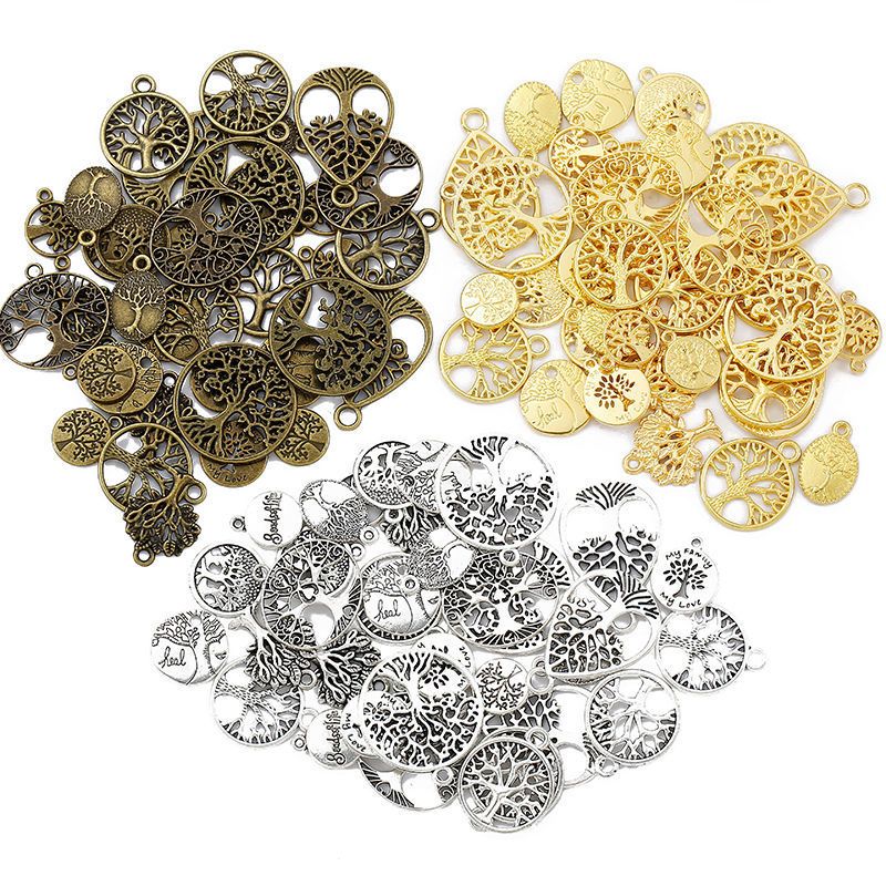 36PCS Different Life Tree Charm for Jewelry Making Findings