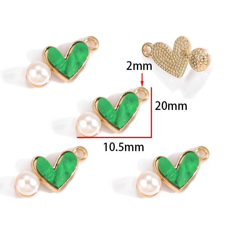 5PCS Colorful Heart With Drop Charm for Jewelry Making Findings