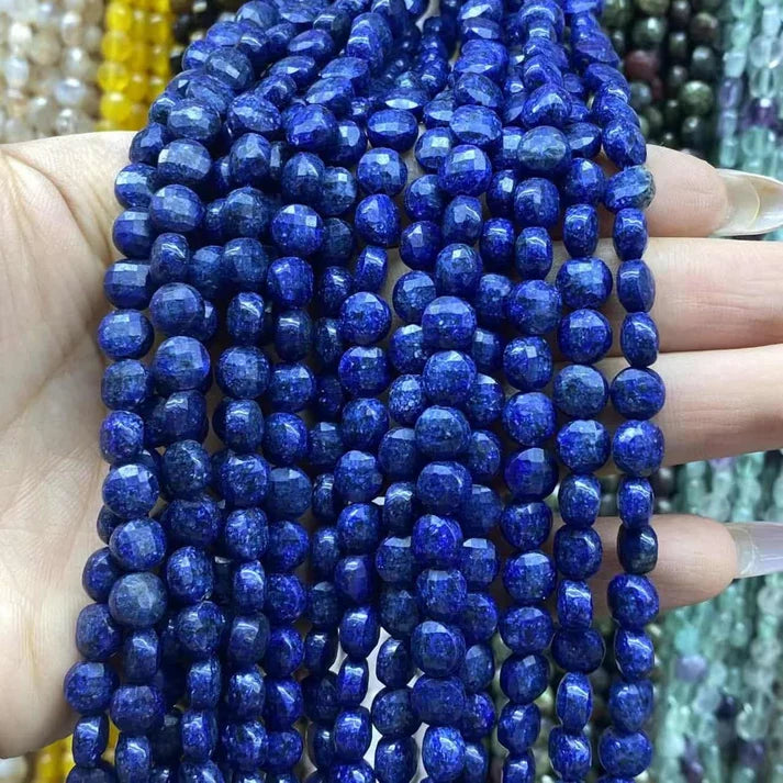 Coin Shape Lapis Beads