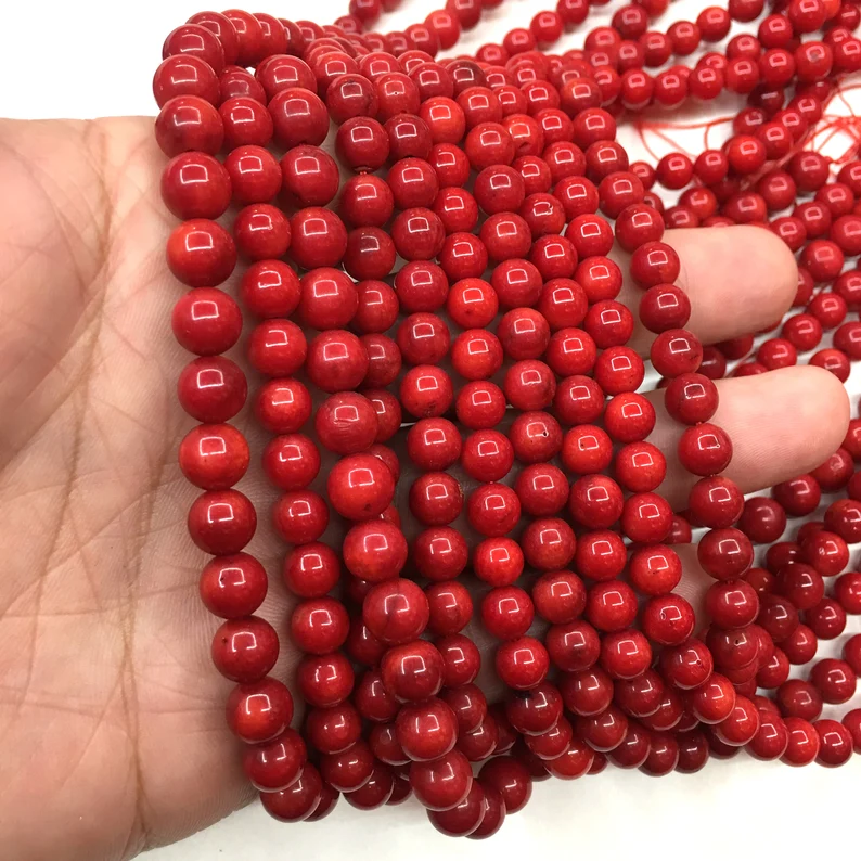 AAA Round Red Coral Beads