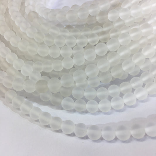 Matte Round Clear Quartz Beads