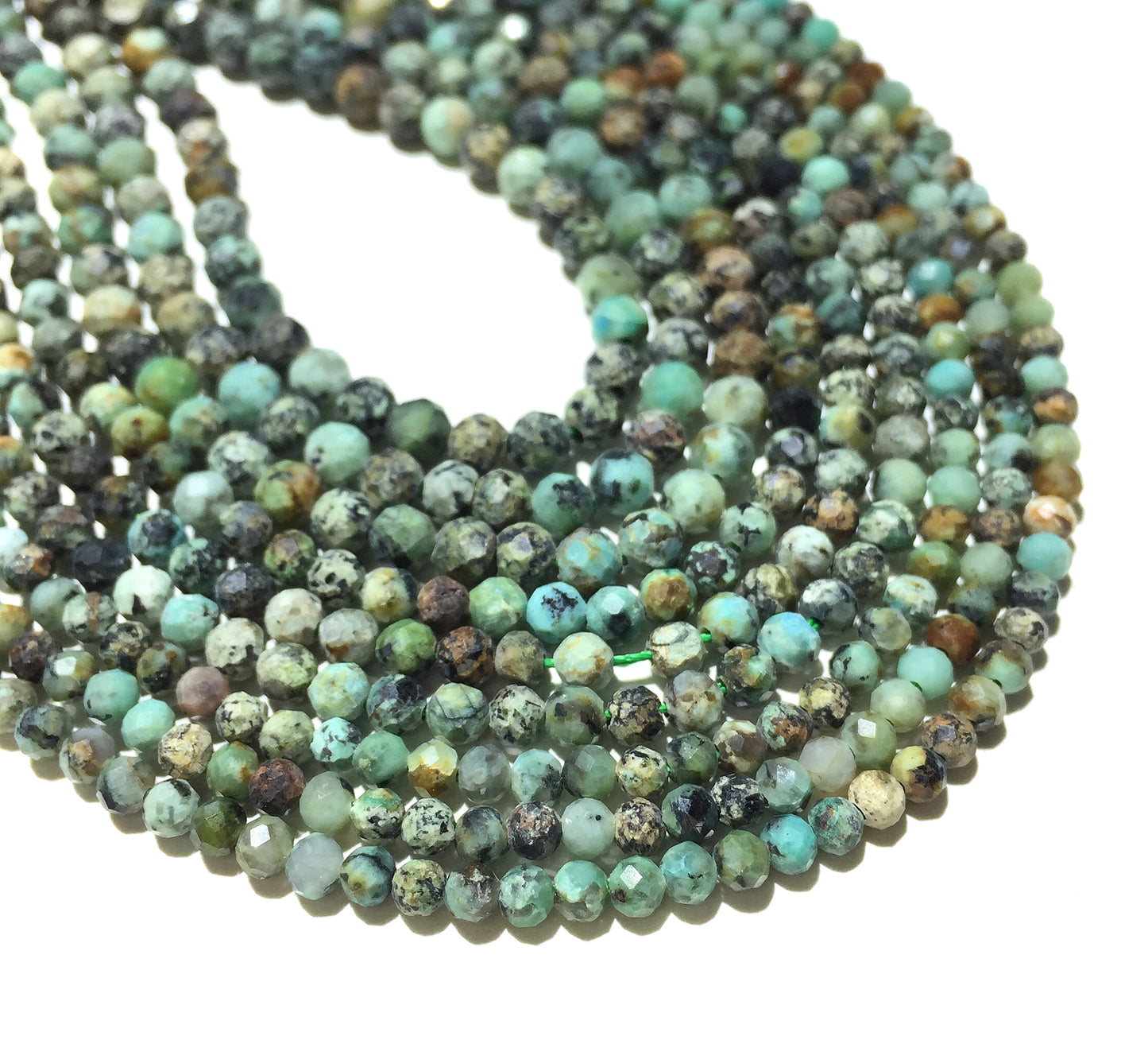African Turqouise Tiny Faceted Round Beads 2mm 3mm 4mm