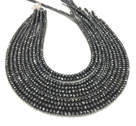 Faceted Rondelle Hematite Beads