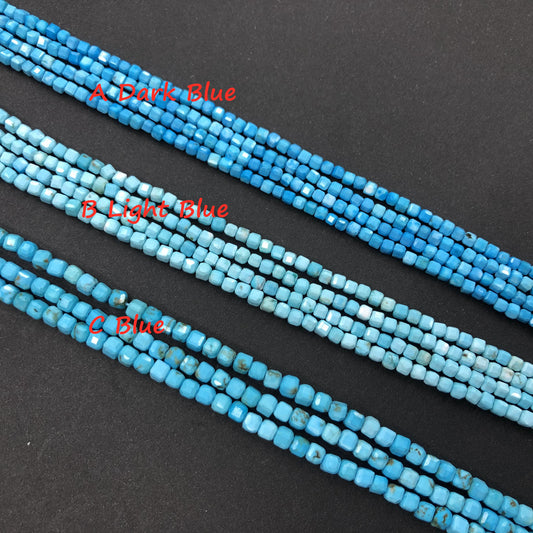 Cube Blue Turquoise Beads