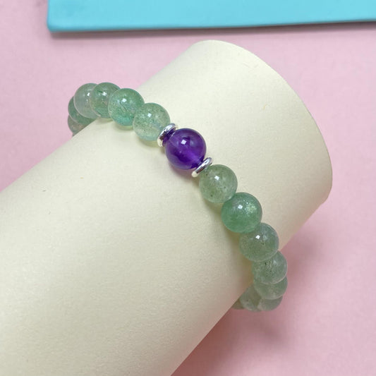 Green Strawberry Quartz to Improve Body and Health Crystal Bracelet