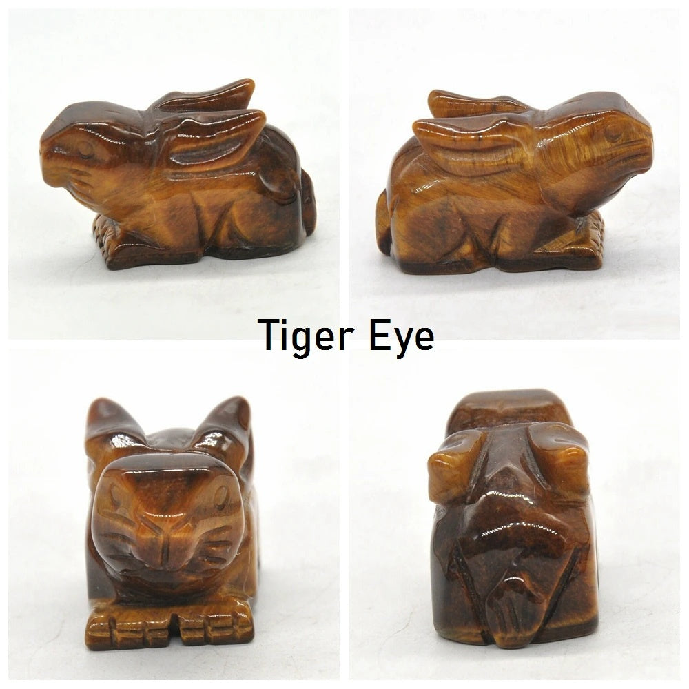 Rabbit Statue Hand Carved Animal Figurine