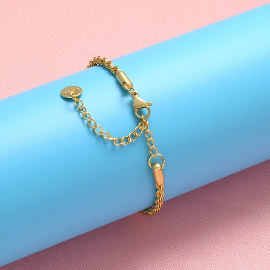 1PCS Stainless Steel Bracelets Boho Gold-color Thick/Thin Fashion Punk Twist Bracelet