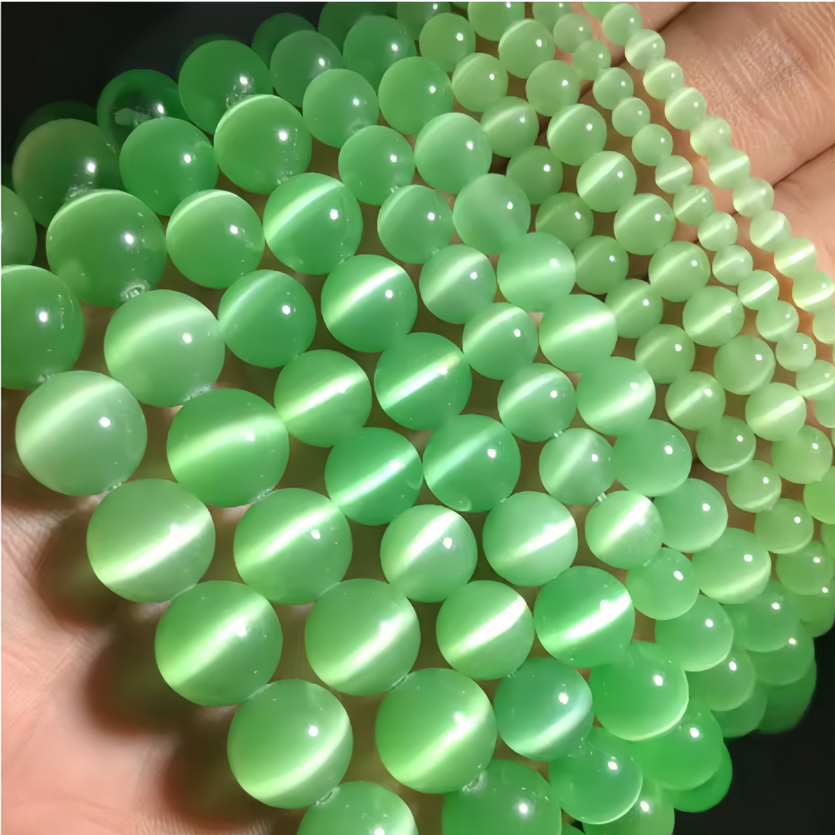 Light Green Cat's Eye Beads Round Beads