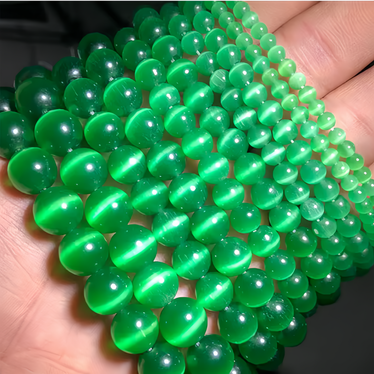 Dark Green Cat's Eye Beads Round Beads