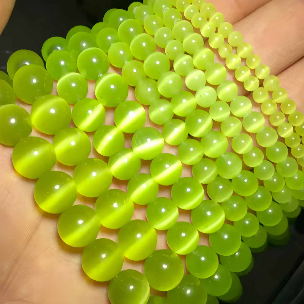 Olive Green Cat's Eye Beads Round Beads