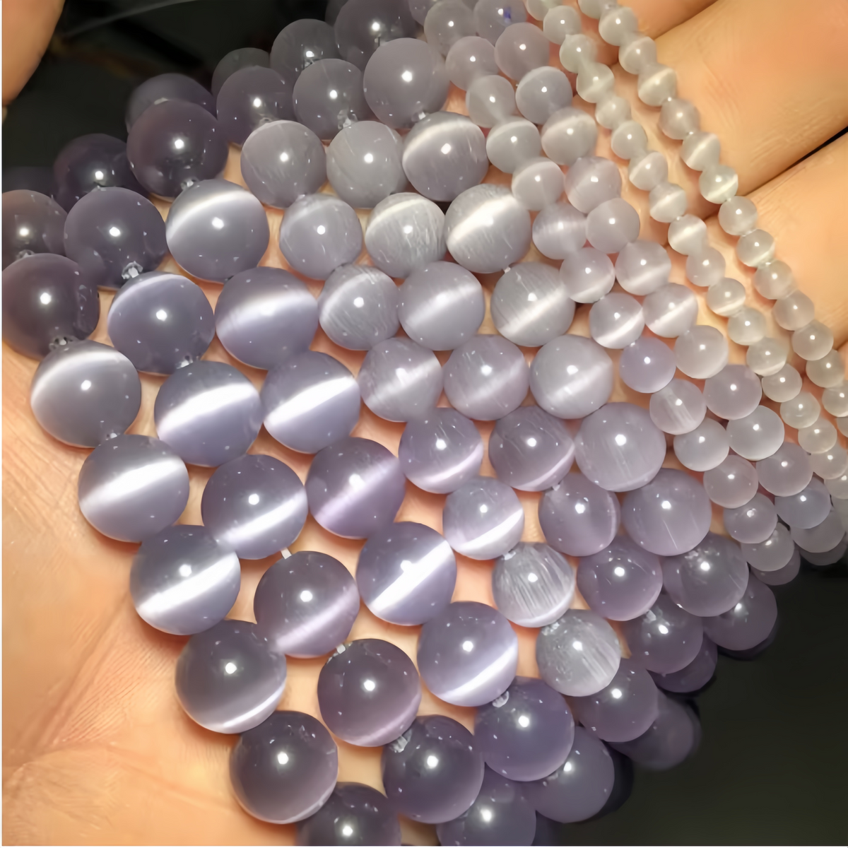 Light Viole Cat's Eye Beads Round Beads
