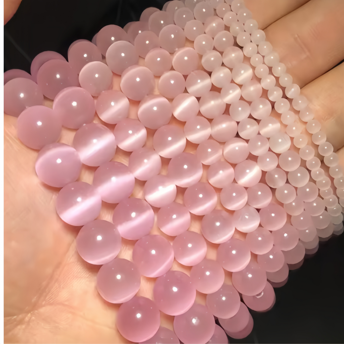 Pink Cat's Eye Beads Round Beads