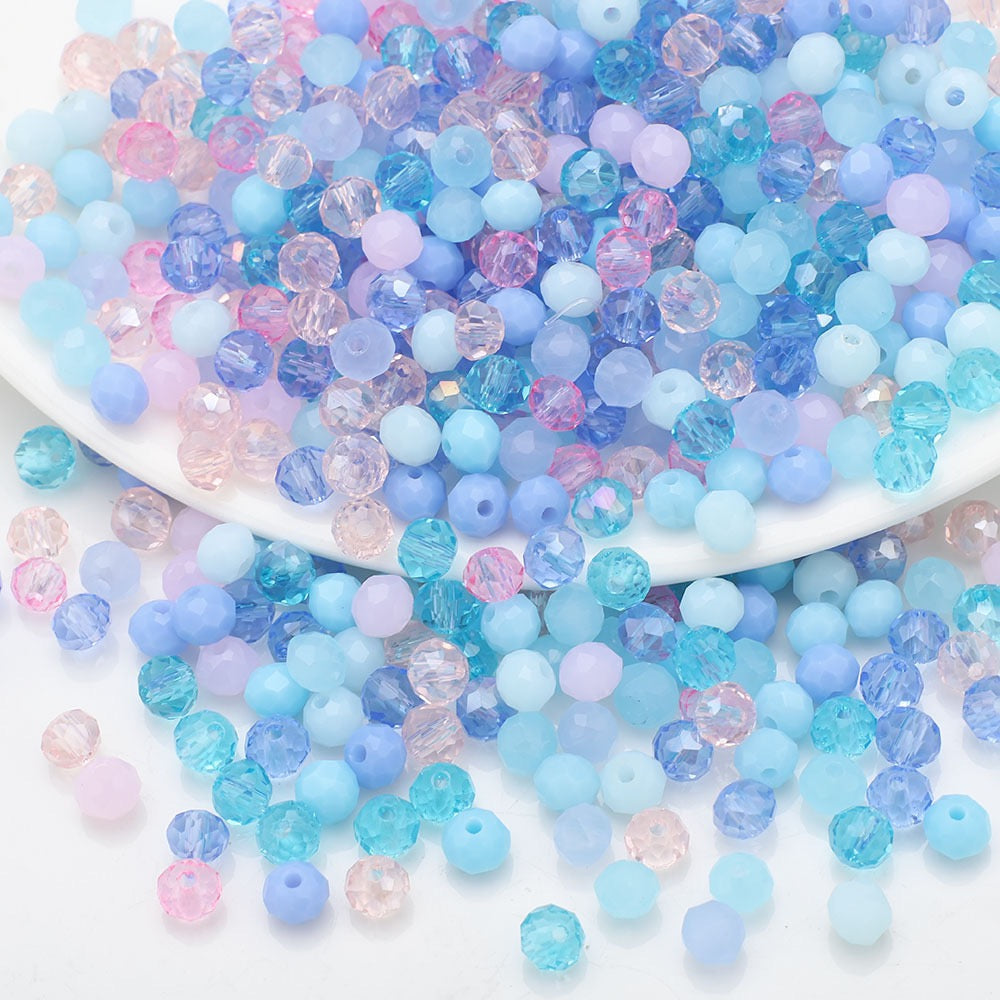Rondelle Multicolored AB Glass Beads