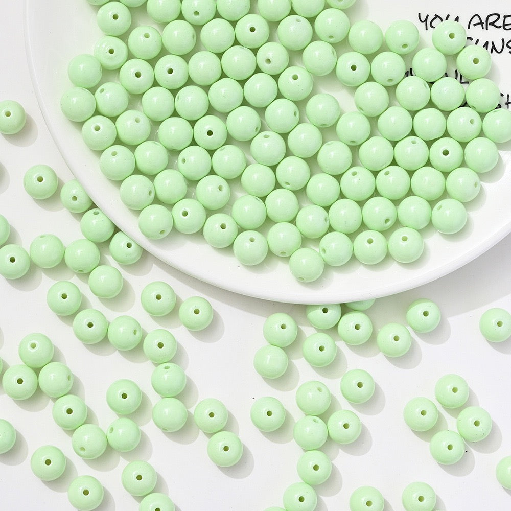 100pcs Solid‑Color Round Glass Beads