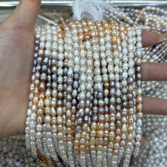 4x5.5mm Gradation Rice Oval Freshwater Pearl Beads
