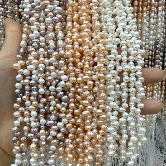 4x6mm Rice Cross Drilled Freshwater Pearl Beads