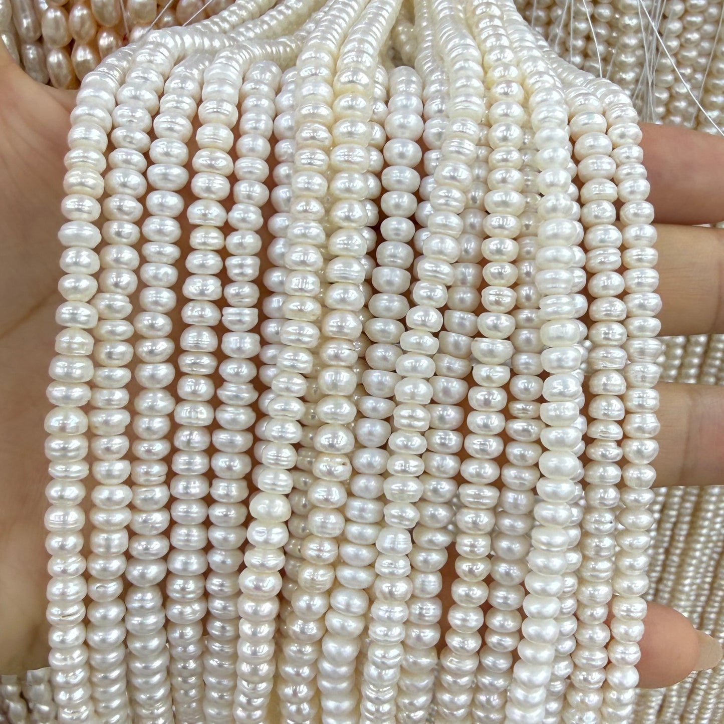 3x5mm Flat Oval Freshwater Pearl Beads