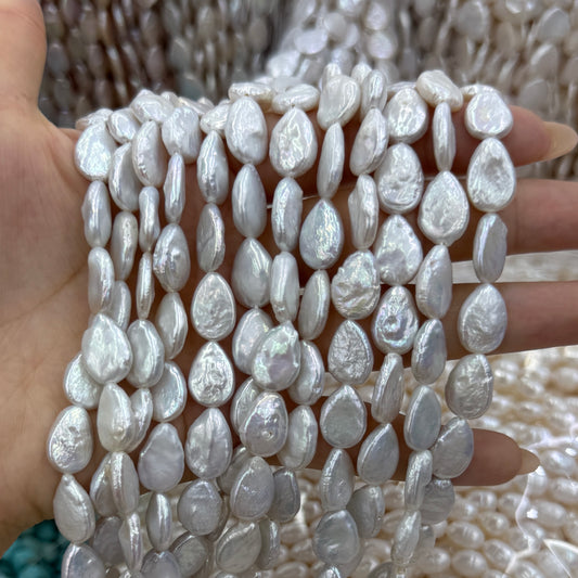 Baroque Pearl Beads White Water Drop Shape (10x13mm)