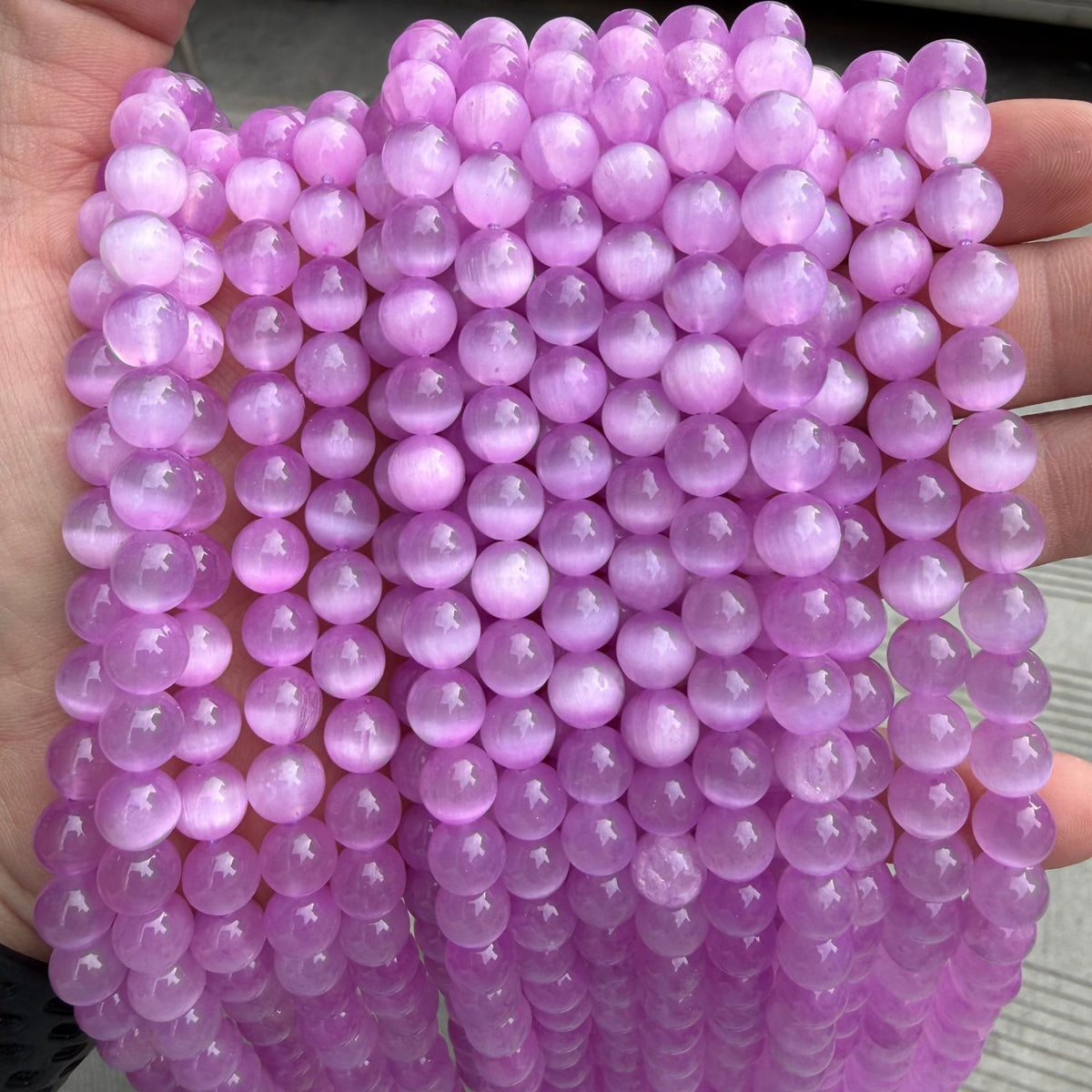 Purple Pink Selenite Round Bead