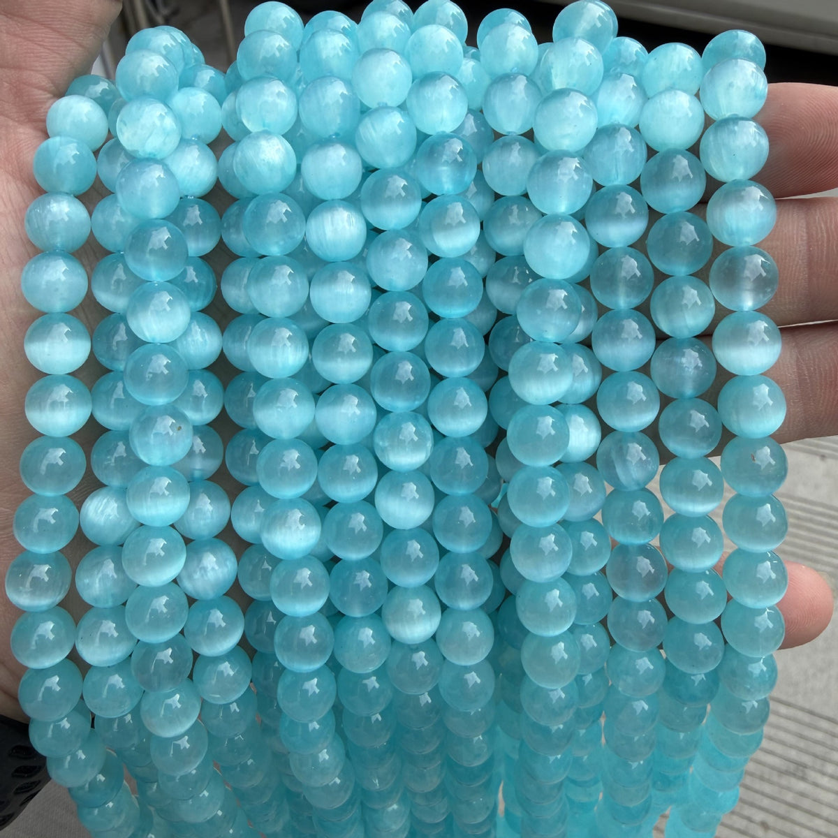 Blue Selenite Round Bead