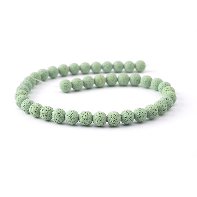 Light Green Lava Beads Round Beads