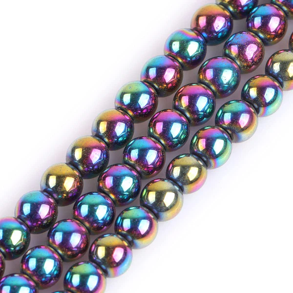 Round Rianbow Color Non-Magnetic Hematite Beads