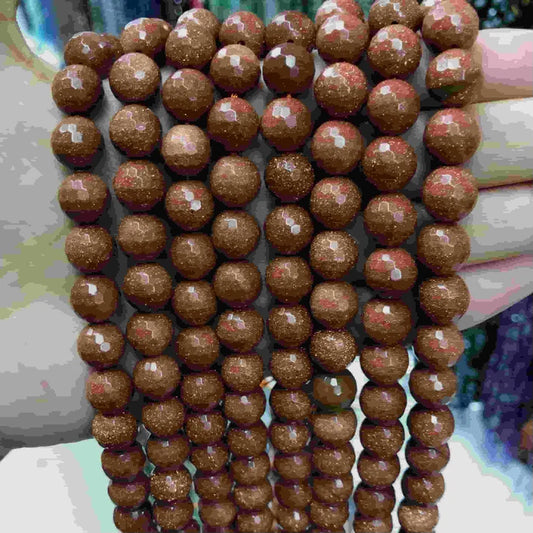 Faceted Round Sandstone Beads