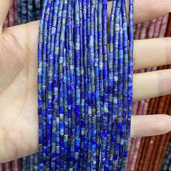 Tube Shape Lapis Beads